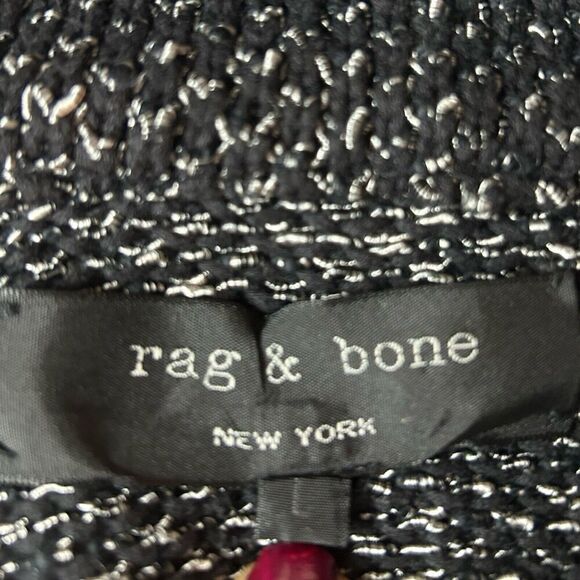 Rag & Bone Black Tweed Knit Asymmetrical Zip Up Jacket Size L - Picture 13 of 16